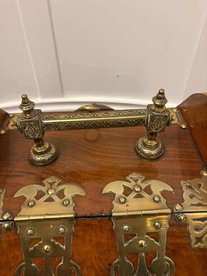 Antique Victorian Quality Brass-Mounted Walnut Coal / Log Scuttle